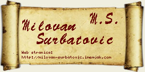 Milovan Šurbatović vizit kartica